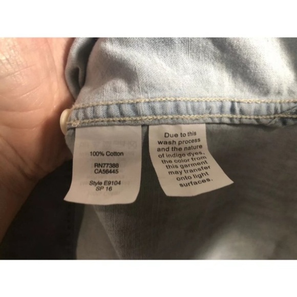 Madewell Shirt Lace-Up Denim Chambray Distressed - Picture 3 of 7